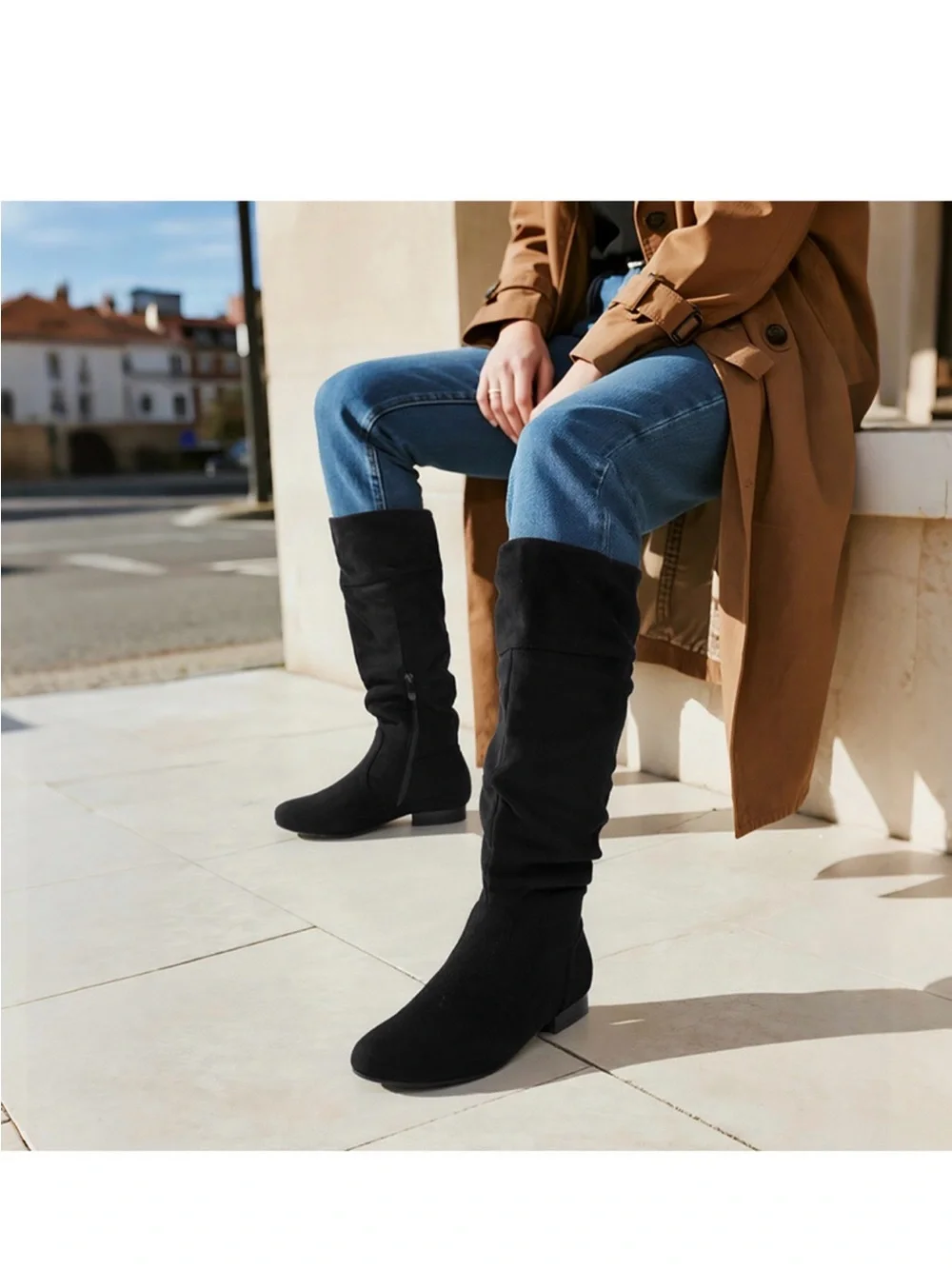Dream Pairs Black Over-the-Knee Slouch Boot